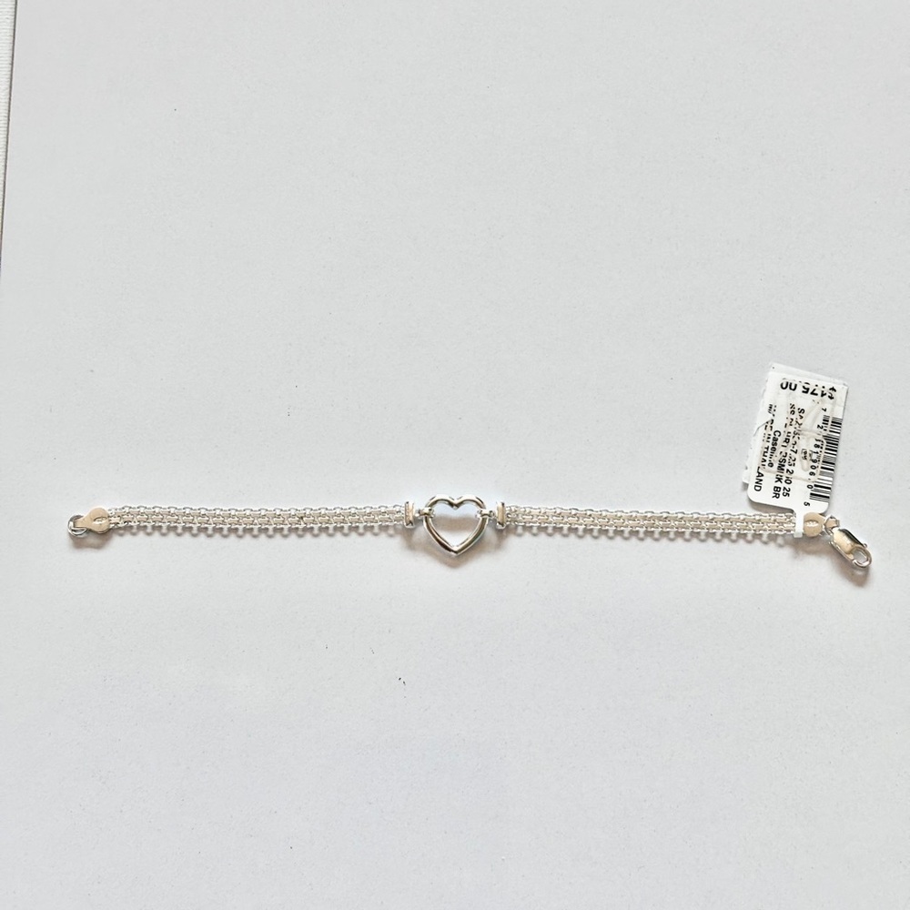 Brand Name Sterling Silver Heart Chain Bracelet - Picture 2 of 3